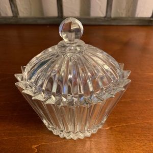 Vantage cut glass trinket dish with lid